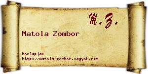 Matola Zombor névjegykártya